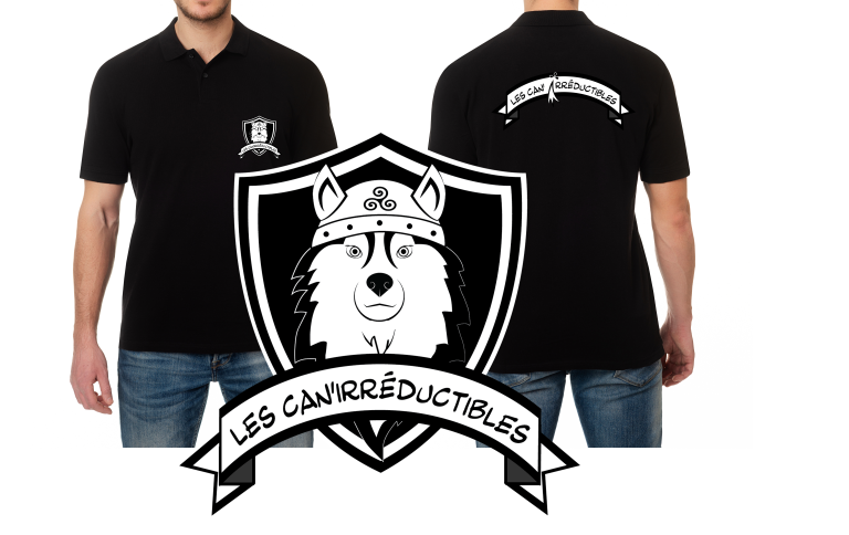 logo écusson et bannière sur polo